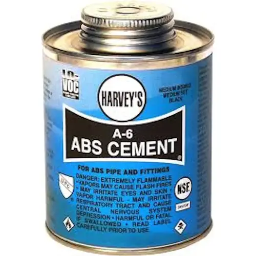 A-6 Series Solvent Cement, Opaque Liquid, Black, 16 oz Can A-6 Series Solvent Cement, Opaque Liquid, Black, 16 oz Can