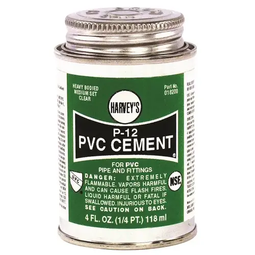 Solvent Cement, 4 oz Can, Liquid, Clear Solvent Cement, 4 oz Can, Liquid, Clear