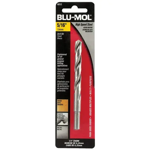 Drill Bit 5/16" X 4-1/2" L High Speed Steel Round Shank Drill Bit 5/16" X 4-1/2" L High Speed Steel Round Shank