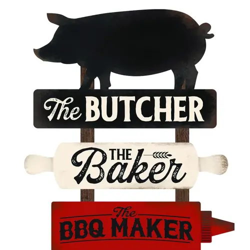 Pig Sign Butcher Baker BBQ Maker BBQ MDF - pack of 4 Pig Sign Butcher Baker BBQ Maker BBQ MDF - pack of 4