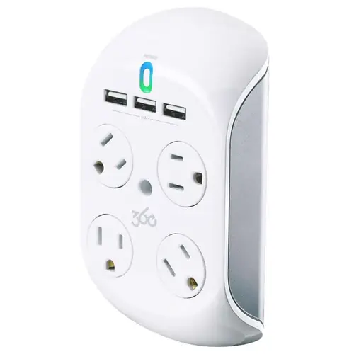 Surge Protector Wall Tap 4 outlets White 918 J White Surge Protector Wall Tap 4 outlets White 918 J White