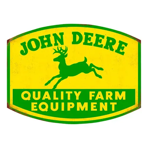 Magnet Deere and Company Quality Farm Equipment Embossed Tin Green/Yellow Magnet Deere and Company Quality Farm Equipment Embossed Tin Green/Yellow