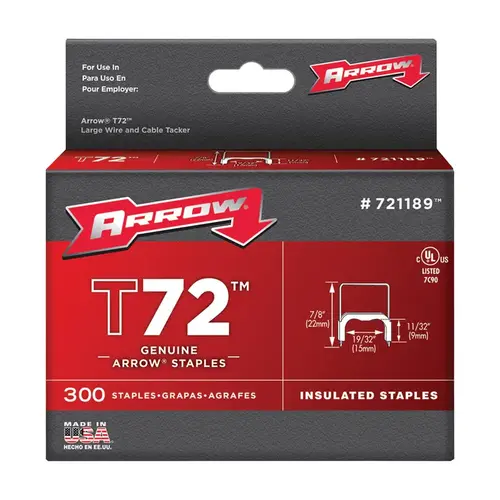 T72 Series Staple, 19/64 in W Crown, 11/64 in L Leg, Steel Clear - pack of 1250 T72 Series Staple, 19/64 in W Crown, 11/64 in L Leg, Steel Clear - pack of 1250