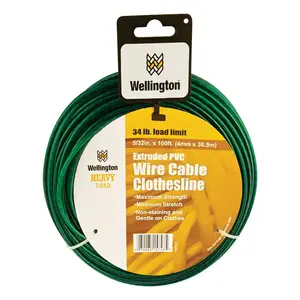 Wellington U6009F0100 Clothesline Wire 5/32" D X 100 ft. L Green Cabled Wire Plastic Green
