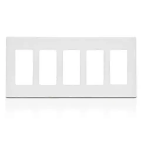 Screwless Wall Plate White 5 gang Polycarbonate Decora White Screwless Wall Plate White 5 gang Polycarbonate Decora White