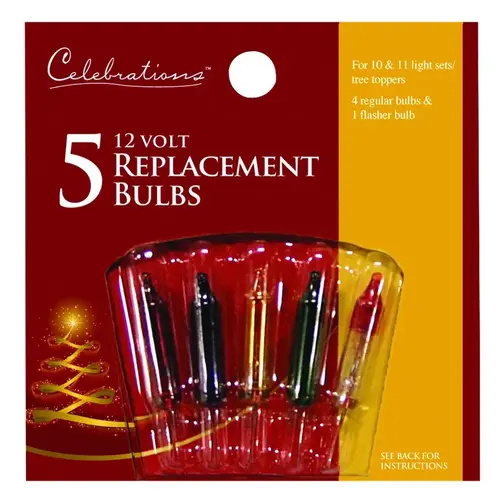 Christmas Light Bulbs Incandescent Mini Multicolored 5 ct Replacement