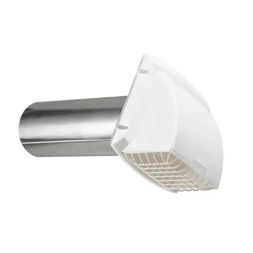 ProFlex Exhaust Hood, 6-1/4 in W Hood, 7 in H Hood, 4 in Duct, Polypropylene Hood White