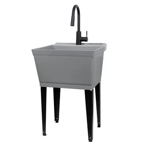 Laundry Tub 22.875" W X 23.5" D Freestanding Plastic Gray Laundry Tub 22.875" W X 23.5" D Freestanding Plastic Gray
