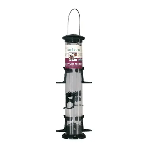 Bird Feeder Wild Bird 2 lb Plastic Tube 6 ports Green