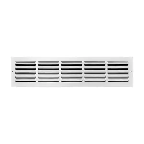 Baseboard Return Grille 6" H X 30" W 1-Way Powder Coat White Steel Powder Coat