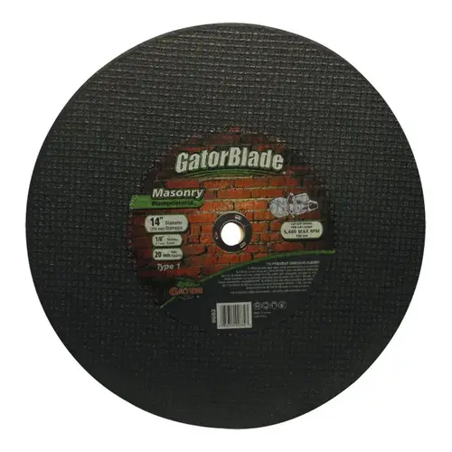 Cut-Off Wheel, 14 in Dia, 1/8 in Thick, 20 mm Arbor Cut-Off Wheel, 14 in Dia, 1/8 in Thick, 20 mm Arbor