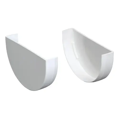 Gutter End Caps 4" W White Vinyl Half Round White Gutter End Caps 4" W White Vinyl Half Round White