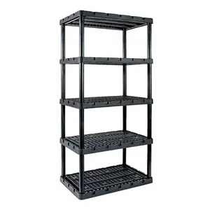 Gracious Living 91084-1C Shelving Unit Knect-A-Shelf 72" H X 36" W X 24" D Plastic Black