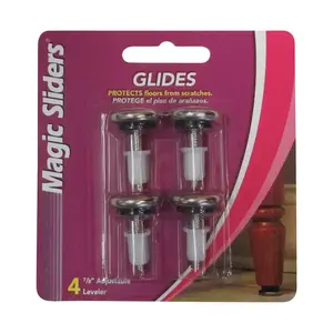 MAGIC SLIDERS L P 40360 Adjustable Leveling Glide Silver Steel Silver