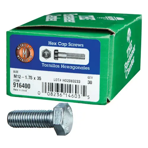 Hex Head Cap Screw M12-1.75 mm D X 35 mm L Heat Treated Steel Heat Treated Hex Head Cap Screw M12-1.75 mm D X 35 mm L Heat Treated Steel Heat Treated