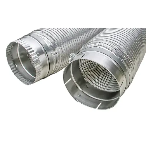 Semi-Rigid Dryer Vent Pipe Snap-Lock, 6 ft L, Aluminum Silver