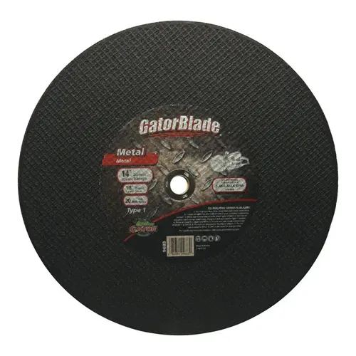Cut-Off Blade, 14 in Dia, 1/8 in Thick, 20 mm Arbor, Aluminum Oxide Abrasive Cut-Off Blade, 14 in Dia, 1/8 in Thick, 20 mm Arbor, Aluminum Oxide Abrasive