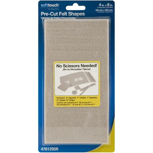 Protective Pad Felt Self Adhesive Beige Rectangle 4" W X 8" L Beige Pair Protective Pad Felt Self Adhesive Beige Rectangle 4" W X 8" L Beige Pair