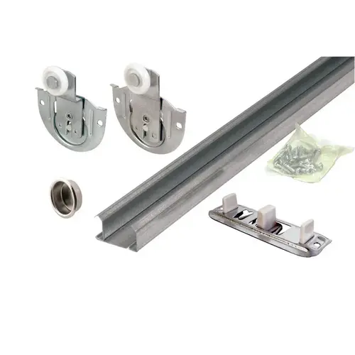 By-Pass Door Hardware Set Galvanized Silver Steel Galvanized By-Pass Door Hardware Set Galvanized Silver Steel Galvanized