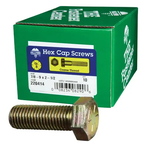 Hex Head Cap Screw 7/8-9" D X 2-1/2" L Heat Treated Steel Heat Treated Hex Head Cap Screw 7/8-9" D X 2-1/2" L Heat Treated Steel Heat Treated