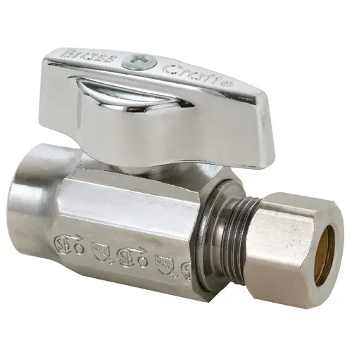Shut-Off Valve 1/2" FPT X 3/8" MPT Brass Chrome-Plated Shut-Off Valve 1/2" FPT X 3/8" MPT Brass Chrome-Plated