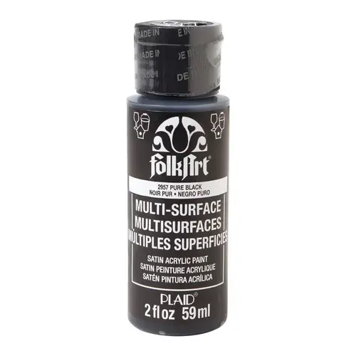 Hobby Paint FolkArt Satin Pure Black 2 oz Pure Black Hobby Paint FolkArt Satin Pure Black 2 oz Pure Black