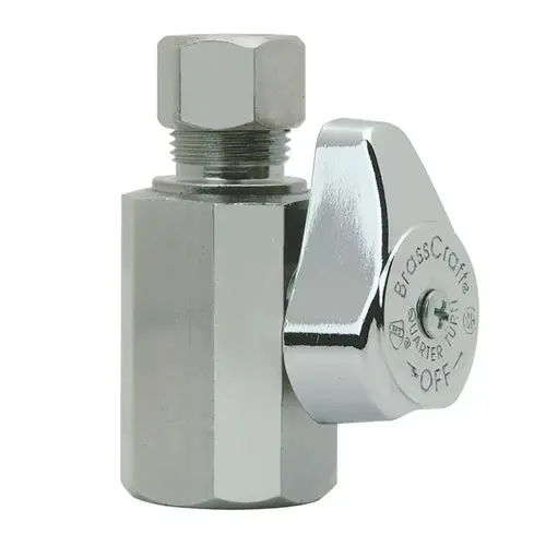 Shut-Off Valve 1/2" FPT T X 3/8" S MPT Brass Chrome-Plated Shut-Off Valve 1/2" FPT T X 3/8" S MPT Brass Chrome-Plated