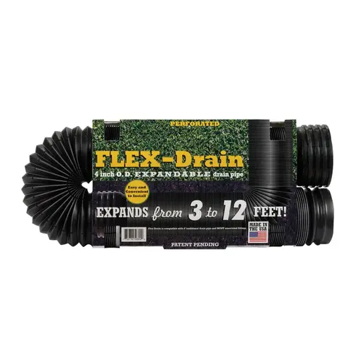 Perforated Drain Pipe 4" D X 12 ft. L Polypropylene Black Perforated Drain Pipe 4" D X 12 ft. L Polypropylene Black