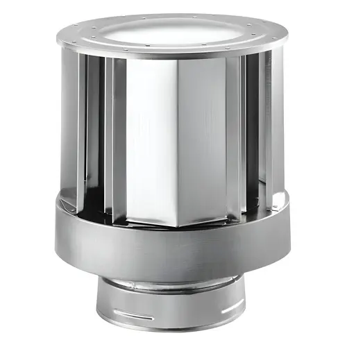 Termination Cap Directvent, Aluminum Material, 4" Diameter, Vertical Connection, Silver Finish, Hvac Chimney Repair Component