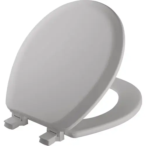 Round Molded Wood Toilet Seat, Easy-Clean & Change  Hinge, STA-TITE , Silver