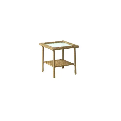 Side Table Palmaro Tan Square Glass/Steel Tan Side Table Palmaro Tan Square Glass/Steel Tan