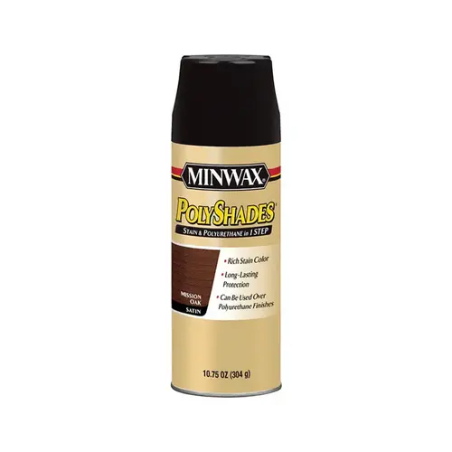 Fast Drying Polyurethane Spray PolyShades Satin Mission Oak 10.75 oz Mission Oak Fast Drying Polyurethane Spray PolyShades Satin Mission Oak 10.75 oz Mission Oak