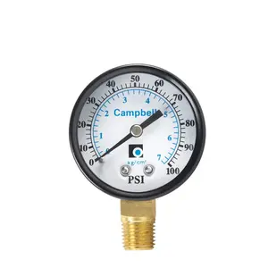 Campbell's PG1T-NL Pressure Gauge 2" Brass 100 psi
