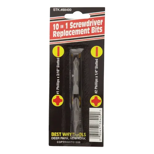 Replacement Screwdriver Bit Phillips/Slotted Multi Size S X 2" L Carbon Steel 2 p Pair Replacement Screwdriver Bit Phillips/Slotted Multi Size S X 2" L Carbon Steel 2 p Pair