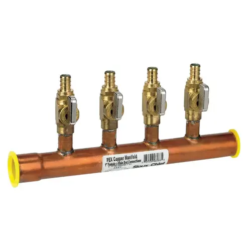 4 Port Manifold 1" CTS T X 1" D PEX Copper 4 Port Manifold 1" CTS T X 1" D PEX Copper