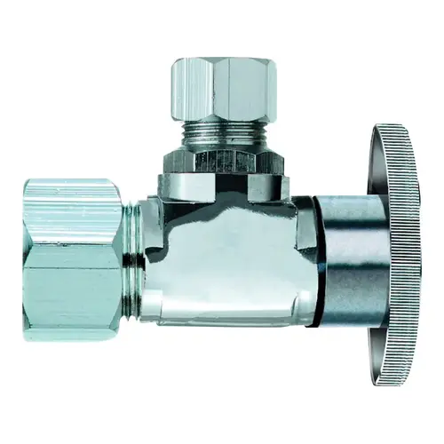 Angle Valve 5/8" Compression in. X 1/2" Compression Brass Chrome Plated Angle Valve 5/8" Compression in. X 1/2" Compression Brass Chrome Plated