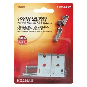 Hillman 122388 Picture Hanger AnchorWire Metallic Adjustable 100 lb Metallic Pair
