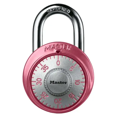 Padlock 2" H X 7/8" W X 1-7/8" L Steel 3-Dial Combination Pink Padlock 2" H X 7/8" W X 1-7/8" L Steel 3-Dial Combination Pink