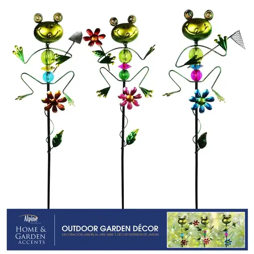 Outdoor Garden Stake Assorted Glass/Metal 36" H Frog Assorted Outdoor Garden Stake Assorted Glass/Metal 36" H Frog Assorted