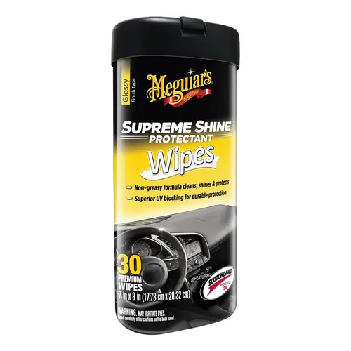Protectant Meguiar's Supreme Shine Plastic/Rubber/Vinyl Wipes 30 ct