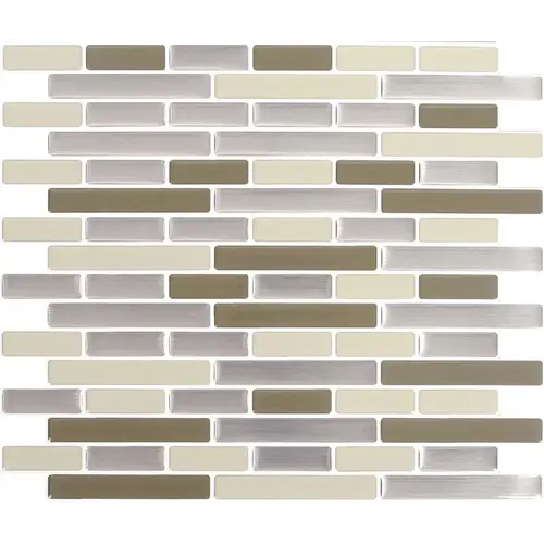 Adhesive Wall Tile 9.3" W X 11" L Multiple Finish (Mosaic) Vinyl 4 pc Multiple Finish (Mosaic) Adhesive Wall Tile 9.3" W X 11" L Multiple Finish (Mosaic) Vinyl 4 pc Multiple Finish (Mosaic)