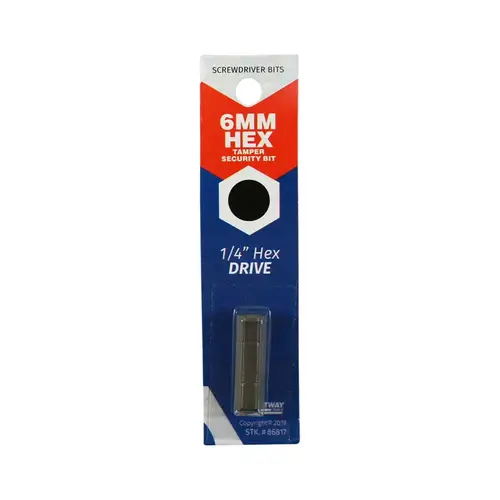 Tamper-Proof Security Bit Hex 6 mm X 1" L Carbon Steel Tamper-Proof Security Bit Hex 6 mm X 1" L Carbon Steel