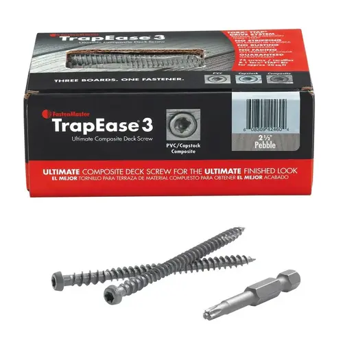 Composite Deck Screws TrapEase No. 10 X 2-1/2" L Torx Ttap Flat Head Epoxy Coated Composite Deck Screws TrapEase No. 10 X 2-1/2" L Torx Ttap Flat Head Epoxy Coated