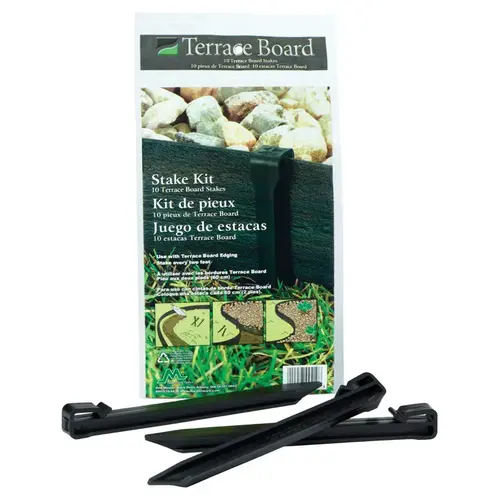 10 In. HDPE Black Terrace Board Edging Stakes (10-Pack)
