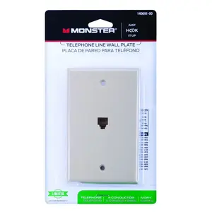 Monster 140091-00 Wall Plate Just Hook It Up Ivory 1 gang Plastic Telephone Ivory