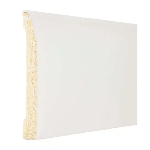 713 Ranch Base Moulding, 8 ft L, 3-3/16 in W, 7/16 in Thick, Polystyrene, Crystal White