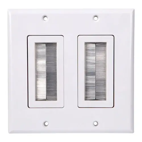 Brush Wall Plate Just Hook It Up White 2 gang Plastic Home Theater White Brush Wall Plate Just Hook It Up White 2 gang Plastic Home Theater White