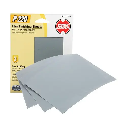 1/4 Sheet Sandpaper 5-1/2" L X 4-1/2" W 220 Grit Aluminum Oxide 1/4 Sheet Sandpaper 5-1/2" L X 4-1/2" W 220 Grit Aluminum Oxide