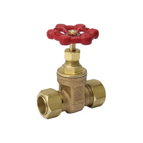 ProLine Series Gate Valve, 3/4 in Connection, Compression, 200/125 psi Pressure, Bronze/Brass Body