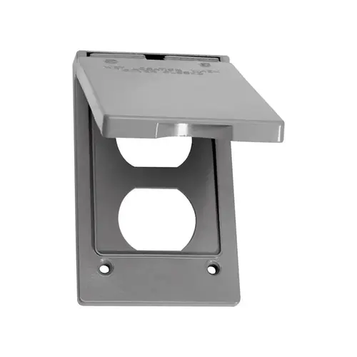 Vertical Duplex Cover Rectangle Metal 1 gang Wet Locations Gray Vertical Duplex Cover Rectangle Metal 1 gang Wet Locations Gray